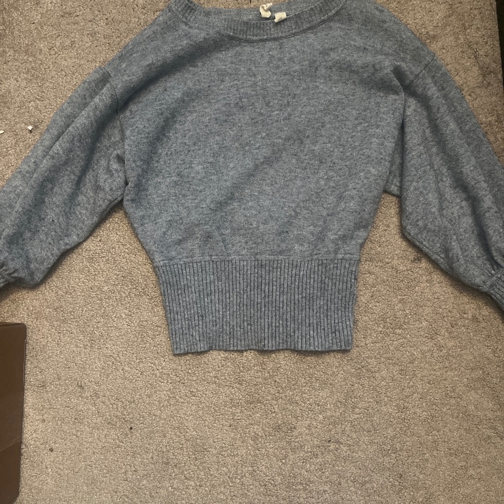 Anthropologie Moth Balloon Sleeve Scoop Neck Cabin Sweater Gray Size X-Small